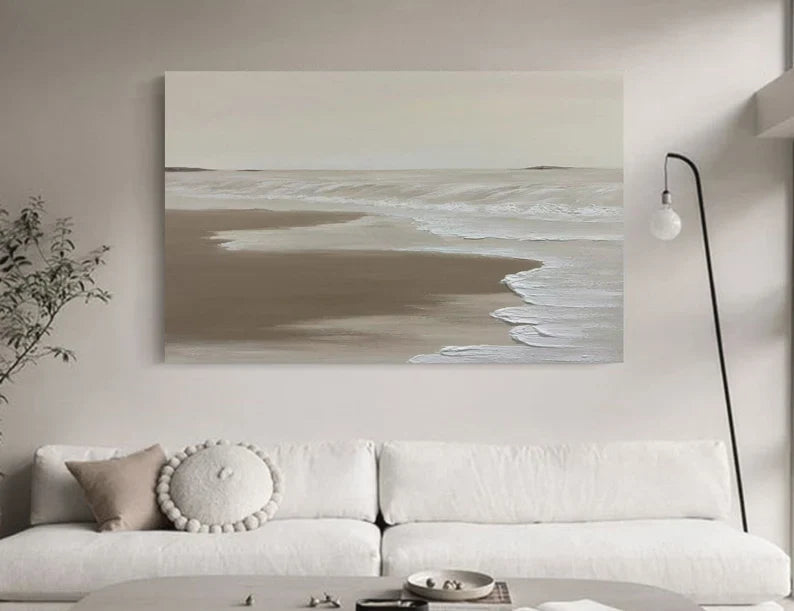 Serene Seaside Landscape Oil Painting for Coastal Home Decor