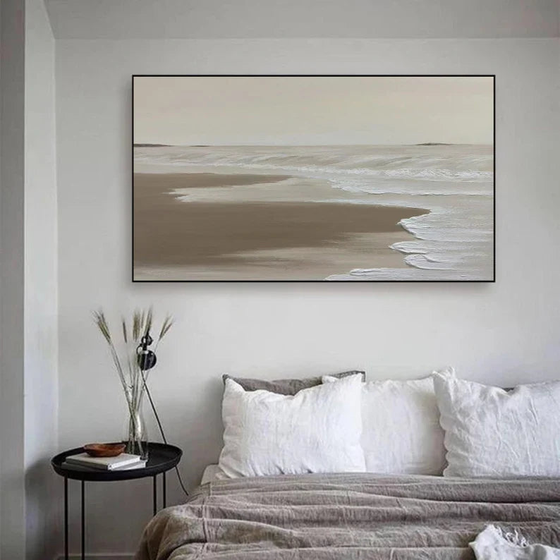 Serene Seaside Landscape Oil Painting for Coastal Home Decor