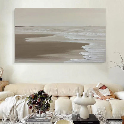 Serene Seaside Landscape Oil Painting for Coastal Home Decor