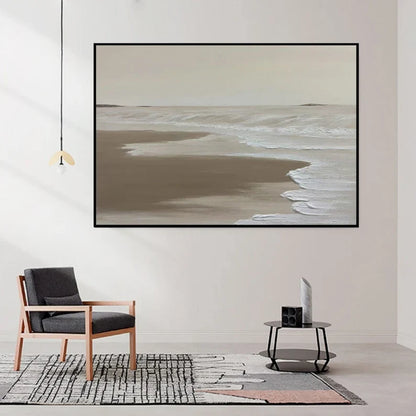 Serene Seaside Landscape Oil Painting for Coastal Home Decor