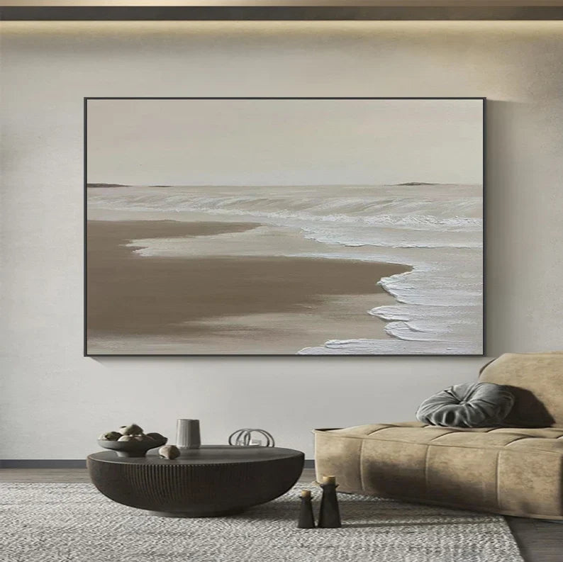 Serene Seaside Landscape Oil Painting for Coastal Home Decor