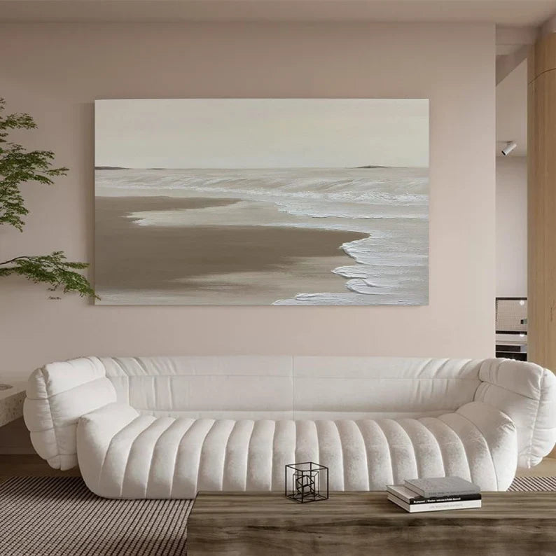 Serene Seaside Landscape Oil Painting for Coastal Home Decor