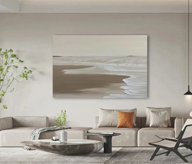 Serene Seaside Landscape Oil Painting for Coastal Home Decor