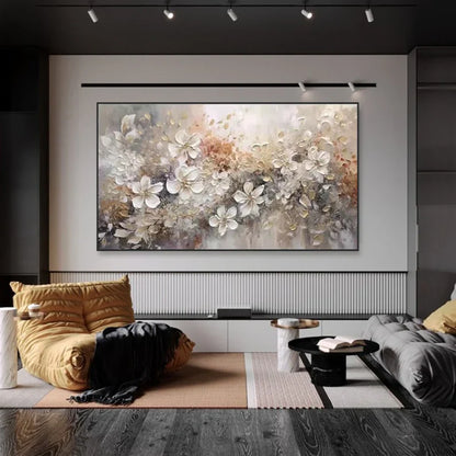 Floral Abstract Oil Painting | Elegant Textured Wall Art for Modern Decor