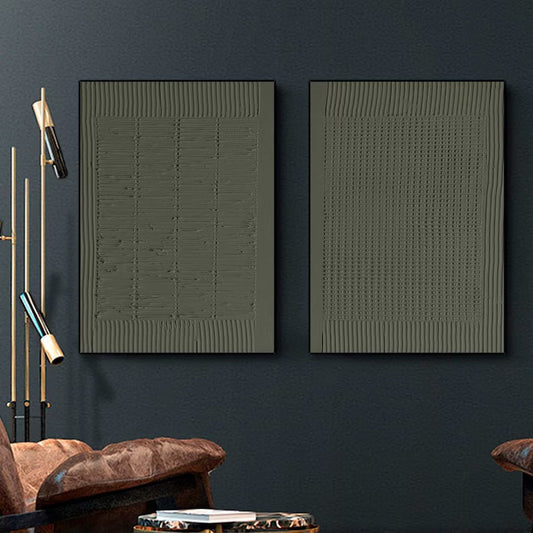 Elegant Green Minimalist Oil Painting for Modern Living Room Decor