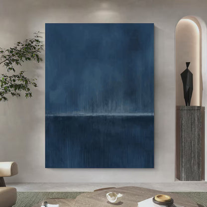 Serene Blue Abstract Oil Painting for Modern Home Decor