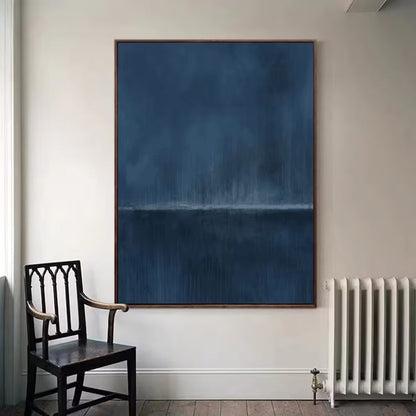 Serene Blue Abstract Oil Painting for Modern Home Decor