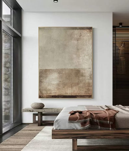 Neutral Toned Wabi-Sabi Oil Painting for Minimalist Home Decor