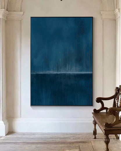 Serene Blue Abstract Oil Painting for Modern Home Decor