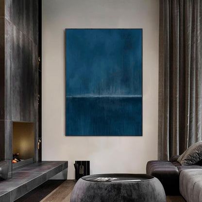 Serene Blue Abstract Oil Painting for Modern Home Decor