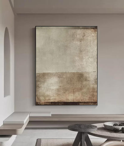 Neutral Toned Wabi-Sabi Oil Painting for Minimalist Home Decor