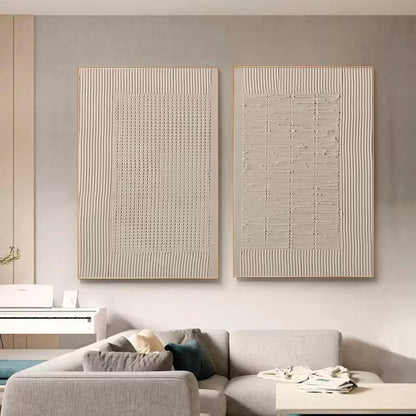Elegant Beige Minimalist Oil Painting for Modern Living Room Décor