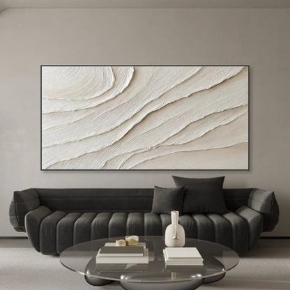 Textured Minimalist Wave Oil Painting for Modern Home Decor