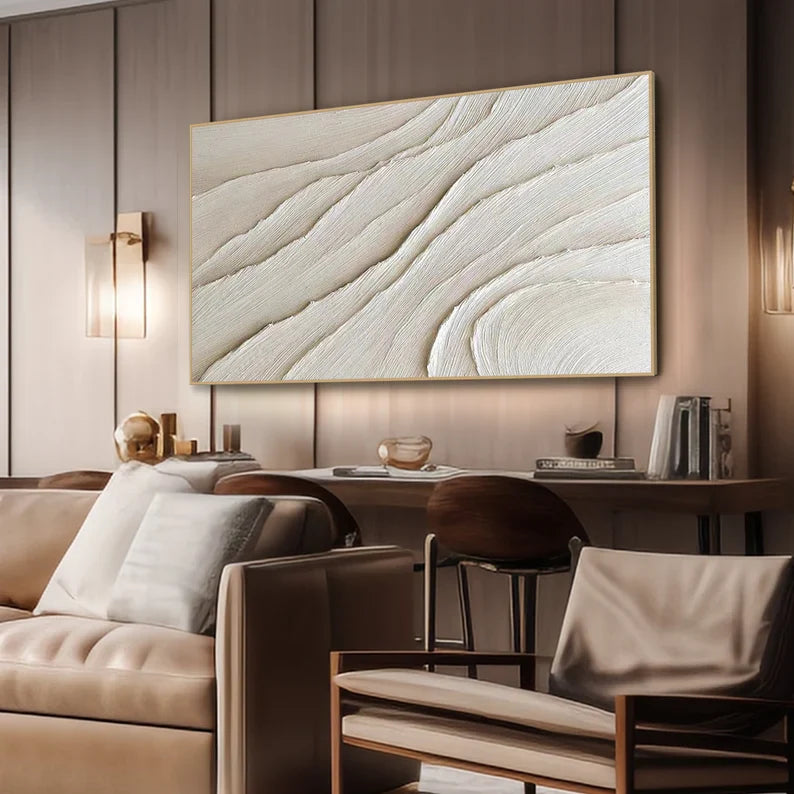 Textured Minimalist Wave Oil Painting for Modern Home Decor