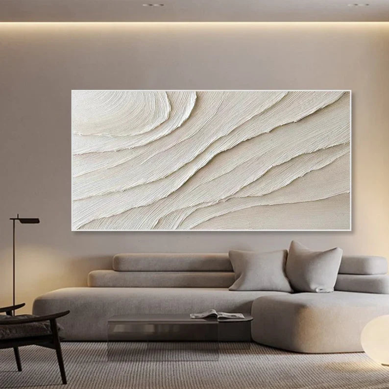 Textured Minimalist Wave Oil Painting for Modern Home Decor