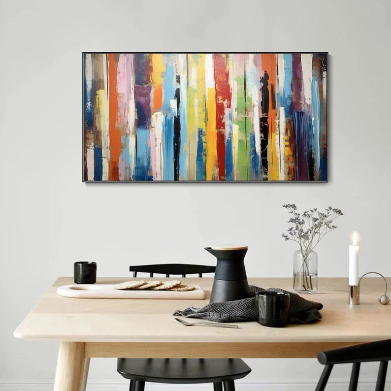 Vibrant Abstract Oil Painting Wall Art for Colorful Home Decor