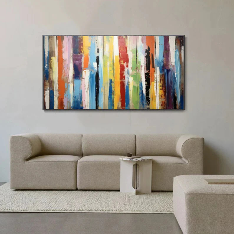 Vibrant Abstract Oil Painting Wall Art for Colorful Home Decor