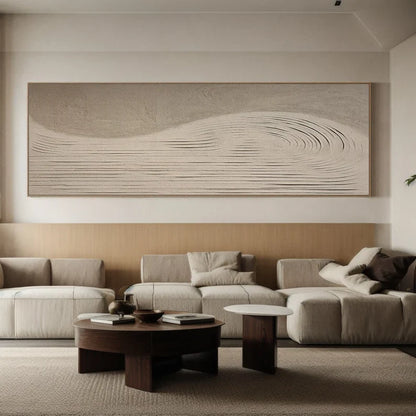 Abstract Beige and Gray Textured Oil Painting for Modern Wall Decor