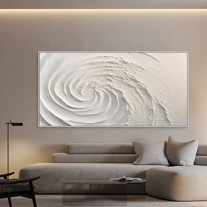 Elegant White Minimalist 3D Swirl Oil Painting for Modern Home Decor