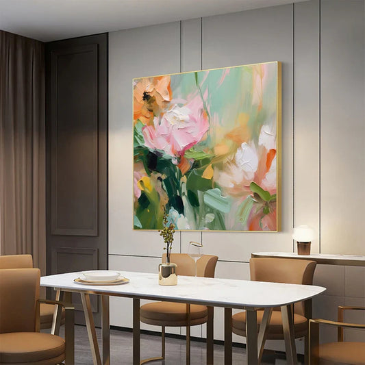 Vibrant Peony Flower Oil Painting for Elegant Home Décor