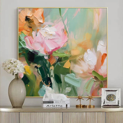 Vibrant Peony Flower Oil Painting for Elegant Home Décor