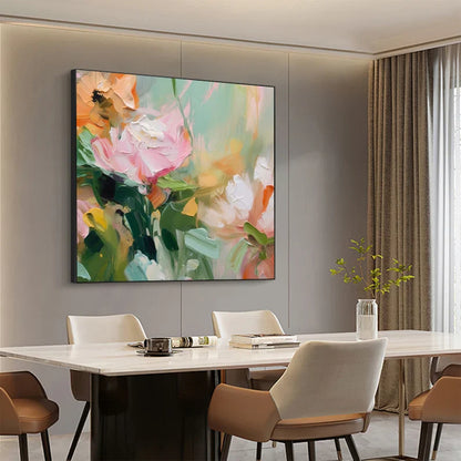 Vibrant Peony Flower Oil Painting for Elegant Home Décor