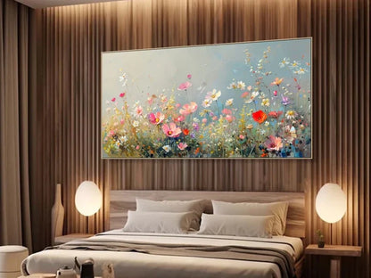 Vibrant Floral Landscape Oil Painting for Elegant Home Decor