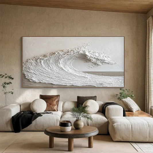 Textured Abstract Ocean Wave Canvas Art for Coastal Home Decor