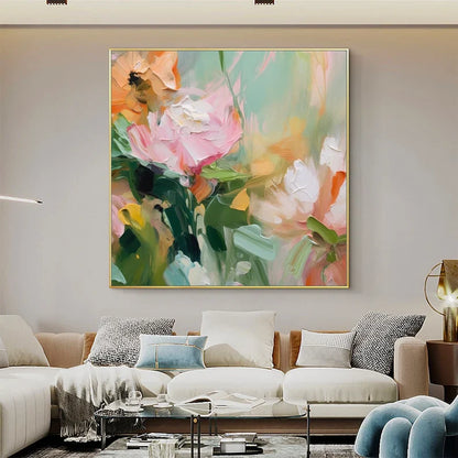 Vibrant Peony Flower Oil Painting for Elegant Home Décor