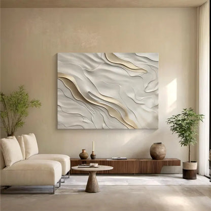 Minimalist Beige Textured Oil Painting for Modern Home Decor