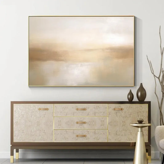 Elegant Beige 3D Minimalist Oil Painting for Modern Home Decor