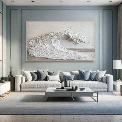 Textured Abstract Ocean Wave Canvas Art for Coastal Home Decor
