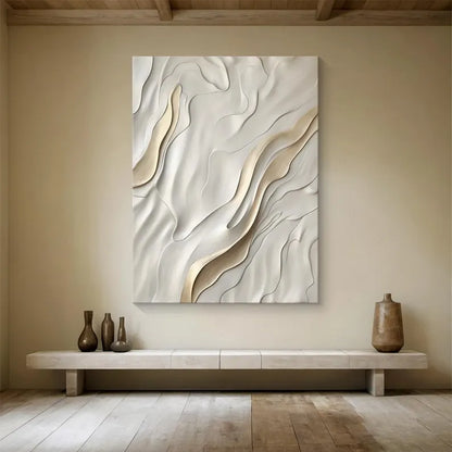 Minimalist Beige Textured Oil Painting for Modern Home Decor