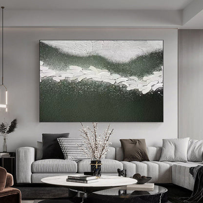 Aqua Serenity: Modern Blue and Green Abstract Oil Painting for Home Decor