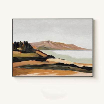 Serene Coastal Landscape Oil Painting for Modern Home Decor