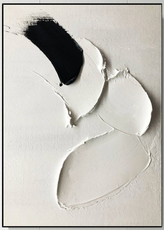 Contemporary Black and White Abstract Oil Painting for Modern Art Decor