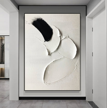 Contemporary Black and White Abstract Oil Painting for Modern Art Decor