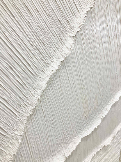 Contemporary White Beige Abstract Oil Painting Duo for Minimalist Interiors