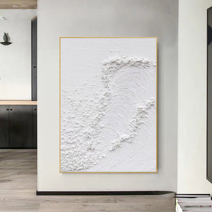 Textured White Abstract Oil Painting for Modern Home Decor