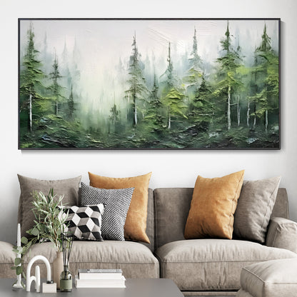 Serene Green Forest Abstract Oil Painting for Modern Home Decor