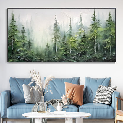 Serene Green Forest Abstract Oil Painting for Modern Home Decor