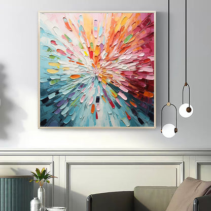 Vibrant Color Burst: Modern Abstract Oil Painting for Contemporary Decor