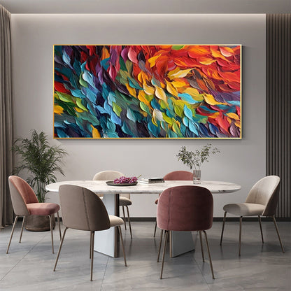 Vibrant Multicolored Abstract Oil Painting for Modern Home Décor