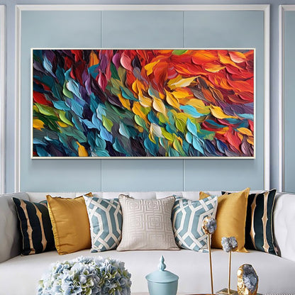 Vibrant Multicolored Abstract Oil Painting for Modern Home Décor