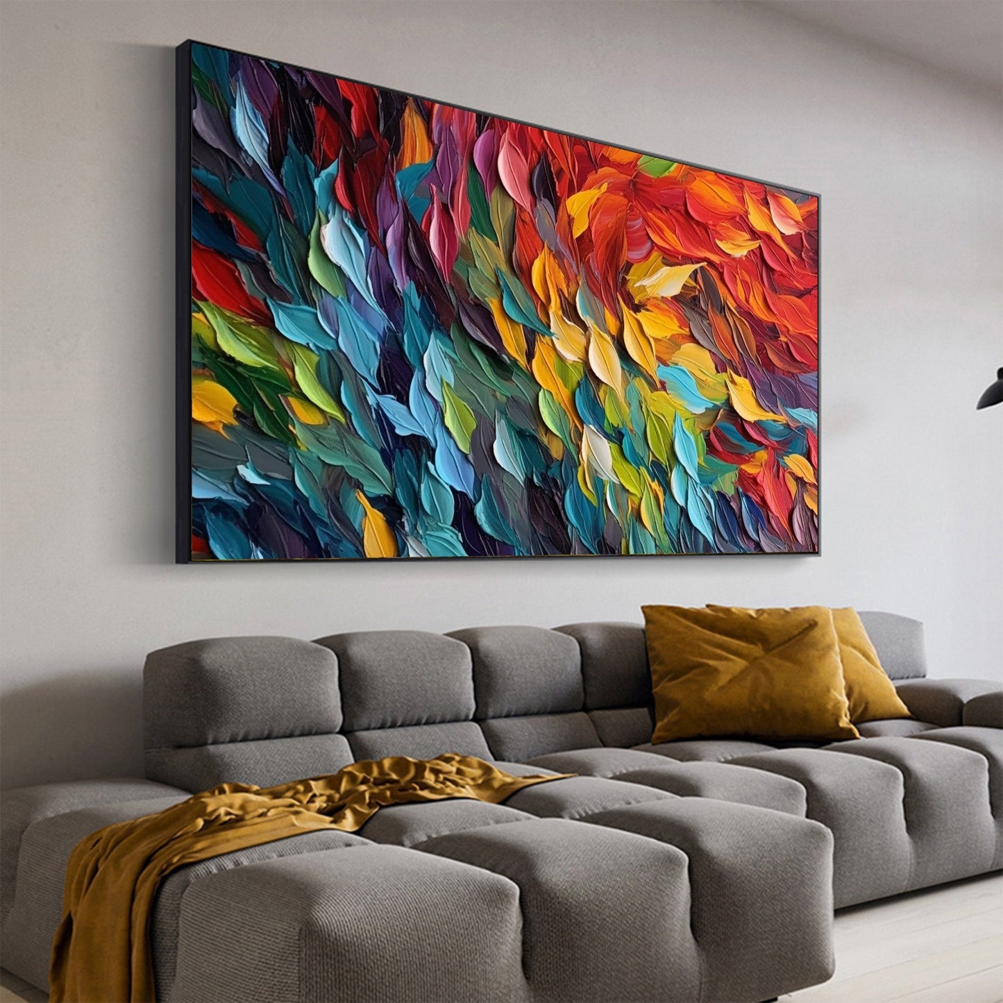 Vibrant Multicolored Abstract Oil Painting for Modern Home Décor