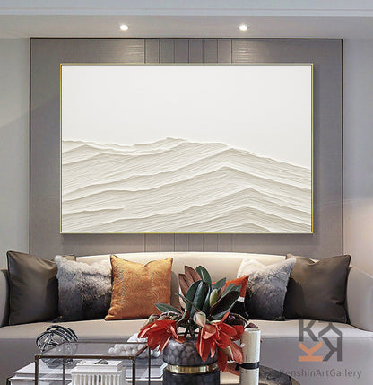 Tranquil Waves in Soft Tones | Elegant Oil Painting for Serene Home Decor