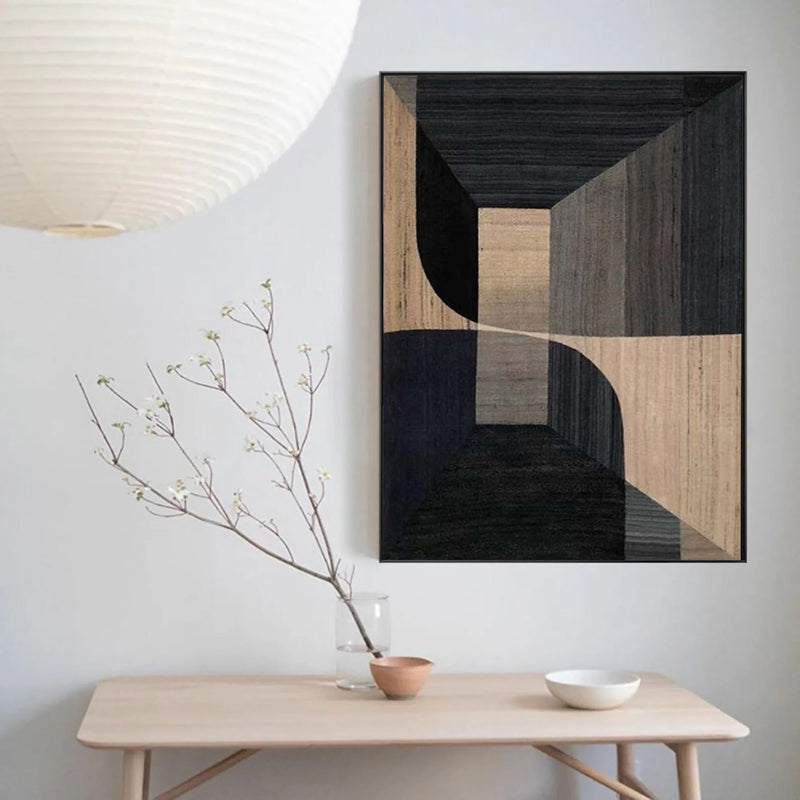 Stylish Geometric Abstract Oil Painting for Modern Home Decor