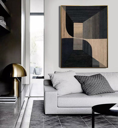 Stylish Geometric Abstract Oil Painting for Modern Home Decor