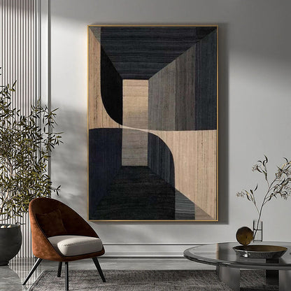 Stylish Geometric Abstract Oil Painting for Modern Home Decor