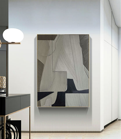 Elegant Grey Abstract Oil Painting for Modern Minimalist Home Decor